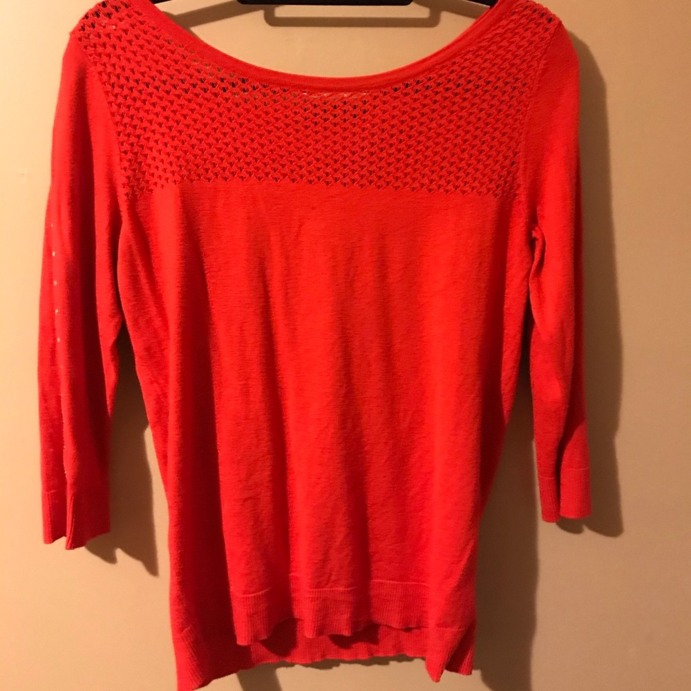 Red Sweater with gold gemmed sleeves